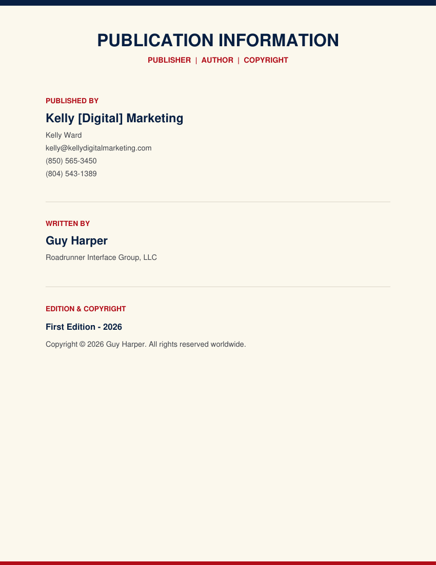Published by Kelly Ward of Kelly Marketing (KellyDigitalMarketing.com). Authored by Guy Harper.