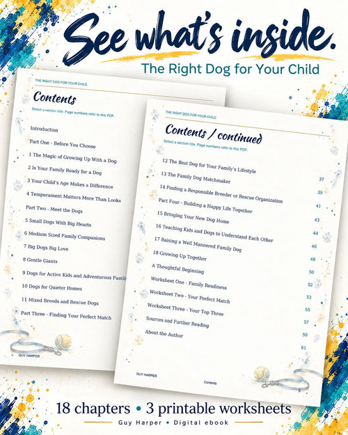The Right Dog for Your Child: An Illustrated Parent’s Guide + 3 Printable Worksheets